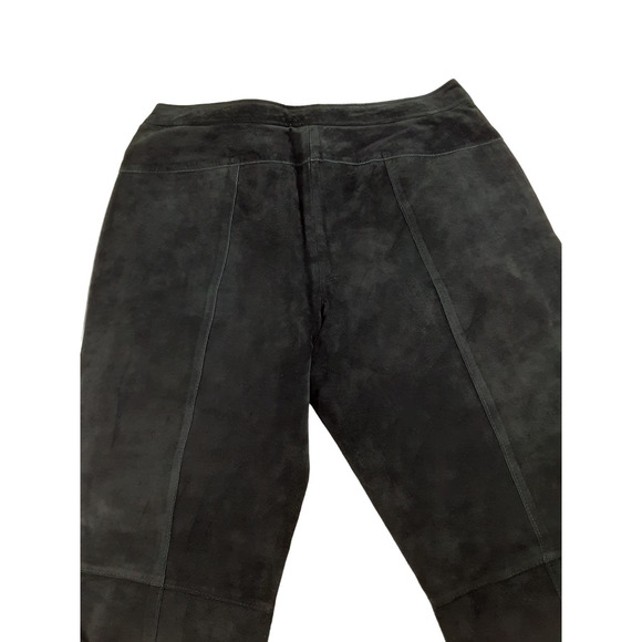 Vintage Willi Smith Womens Black Suede Leather High Waist Bootcut Pants 70s 12 - Picture 5 of 6